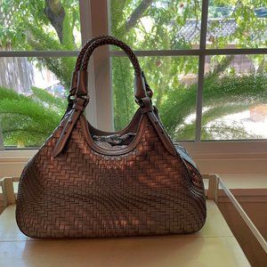 Cole Haan Metallic Sliver Woven Leather Triangle Shoulder Bag